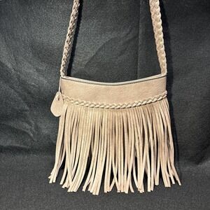 Mellow World Leather Brown Fringe Boho Saddle‎ Bag Braided Long Shoulder Strap